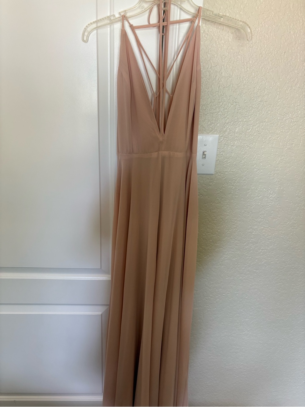 Elegant Deep V-Neck Maxi Dress in Blush